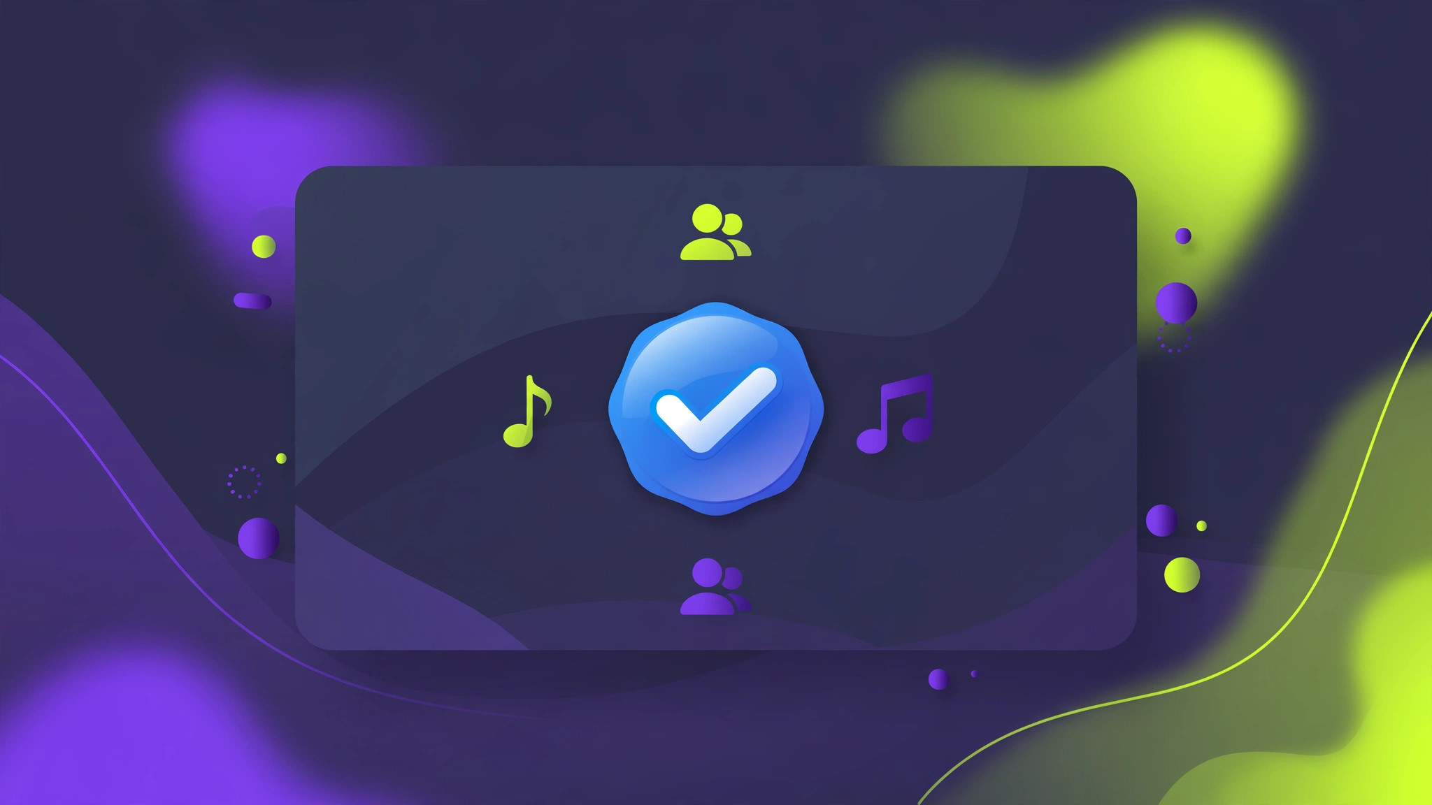 Illustration of a blue verification checkmark badge on a social media profile card